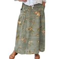 JBXKXYW Skirts for Women Women's Retro Floral Art Linen Elastic