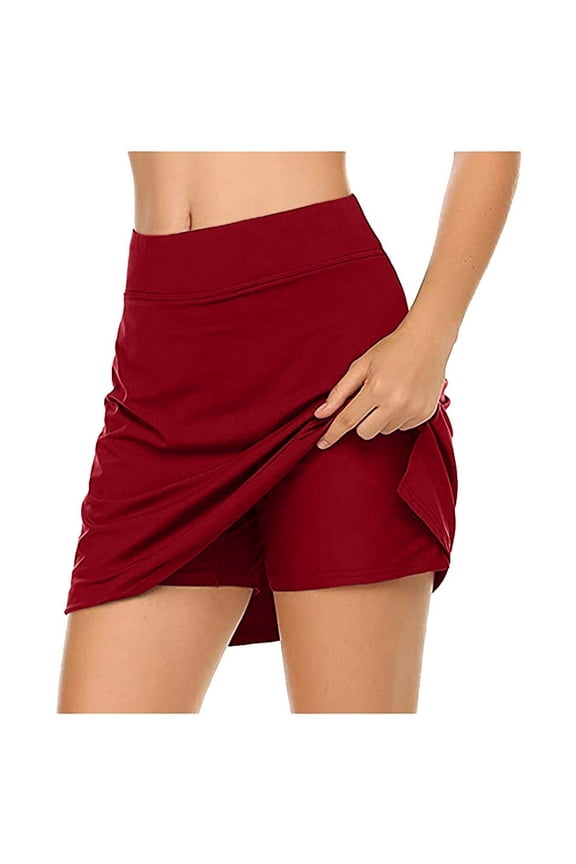 Skorts for Women Dressy Casual Women's Active Performance Skort Lightweight Skirt for Running Tennis Golf Sport Women's Skirts Women's Skort Skorts for Women With Pockets (Red,XL)