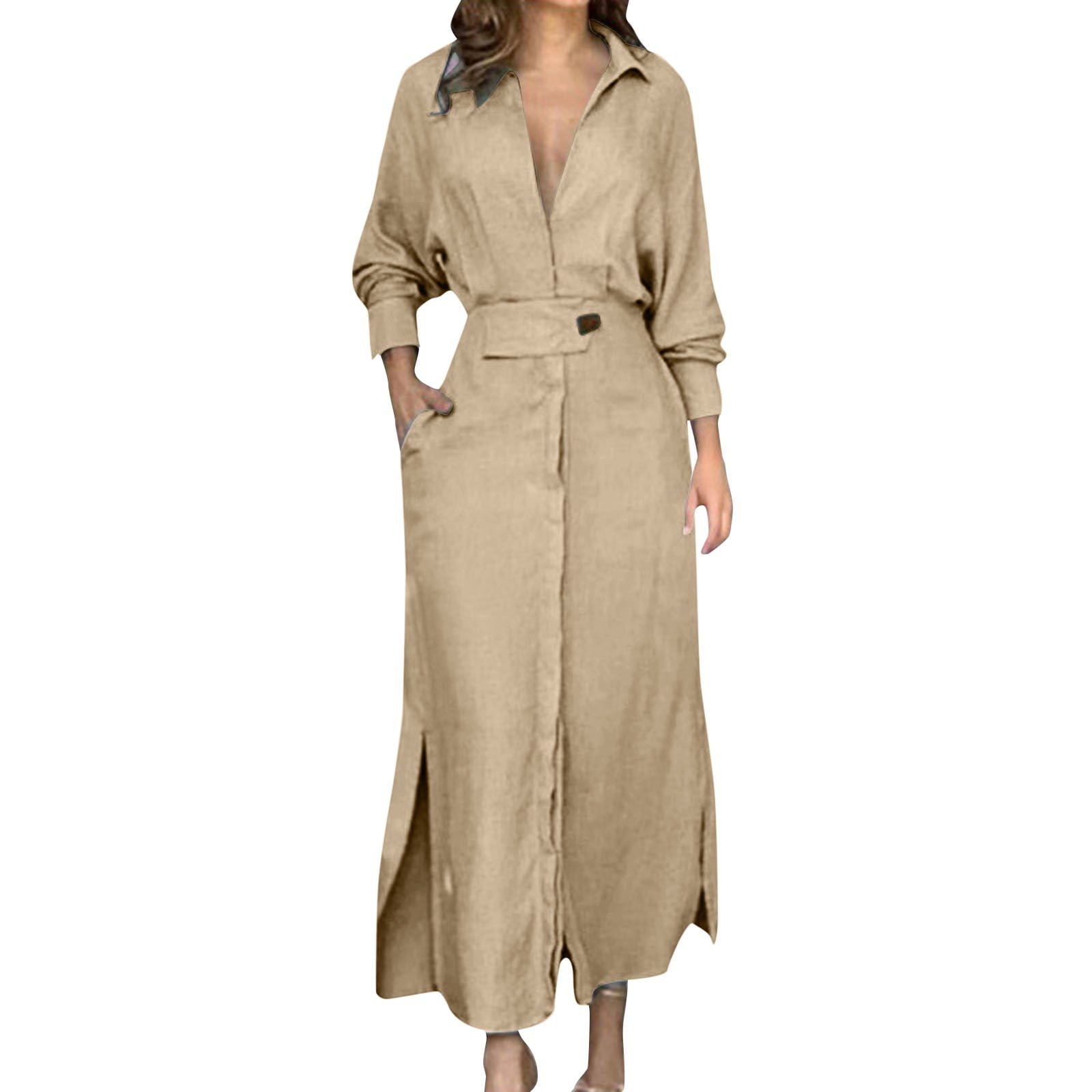JBXKXYW Spring Dresses for Women 2024 Women's Regular Lace Up Solid ...