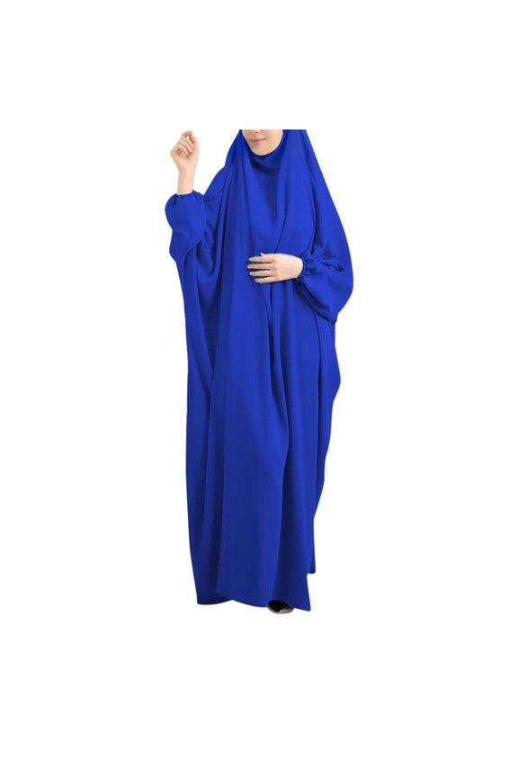 Summer Dress Womens Casual Solid Muslim Robe Abaya Islamic Arab Kaftan Robe Muslim Dress Womens Dresses (Blue,One Size)