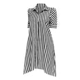 thumbnail image 1 of JBXKXYW Sundresses for Women 2024 Women Casual Stripe Printed High Low Short Sleeve Shirt Dress Women's Striped Dress Short Sleeved Dress Summer Dresses Sundress (Black,M), 1 of 4