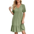 thumbnail image 1 of JBXKXYW Womens Dresses Casual T Shirt Dress Short Sleeve V Neck Midi Dress A Line Beach Dress Large Sizes Tunic Dresses Knee Length Casual Dresses Plain Shirt Dresses Womens Dresses (Green,XL), 1 of 5