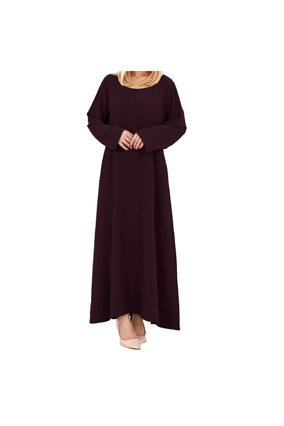 Womens Dresses Women'S Muslim Abaya Long Sleeve Arab Dubai Abaya Modern Middle Prayer Belt Eid Long Dress Womens Dresses (Brown,S)