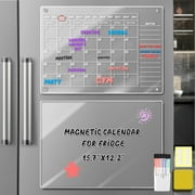 JBee Ctrl Acrylic Magnetic Dry Erase Board and Calendar for Fridge , Clear Set of 2 Pcs 16" x 12" Dry Erase Board Calendar for Refrigerator Includes 6 Markers