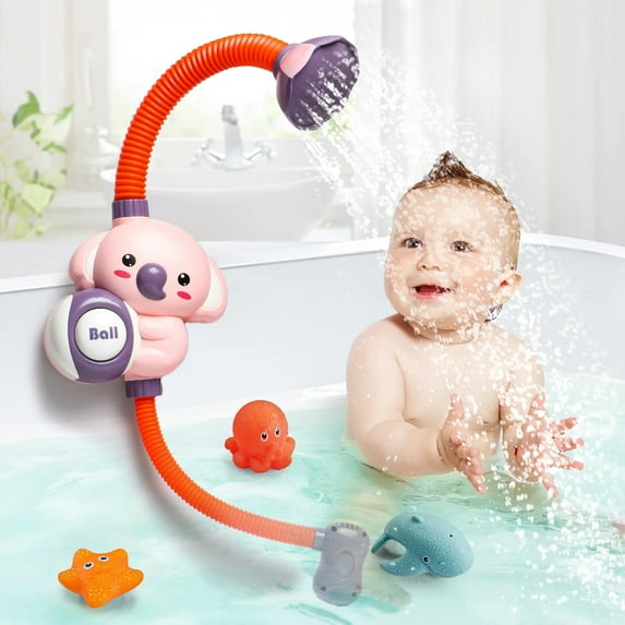 JBee Ctrl Baby Bath Toys for Toddlers 1-3 with ShowerHead Cute Koala Bathtub Water Toy Fun Birthday Gifts for Infants Boys Girls Newborn 6 12 Months, Pink