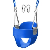 JBee Ctrl Baby Swing High Back Full Bucket Toddler Swing with Coated Chain Pinch Protection and Carabiners for Easy Install Swing Sets for Outside Outdoor Playsets - Blue