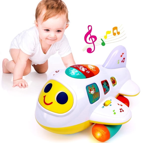 JBeeCtrl Toddle Toy for 1 Years Old Boys Girls Electronic Airplane Toys with Light & Music Toddlers Learning Toys for 1 Year Old Boys First Birhthday Gift Toys Airplane