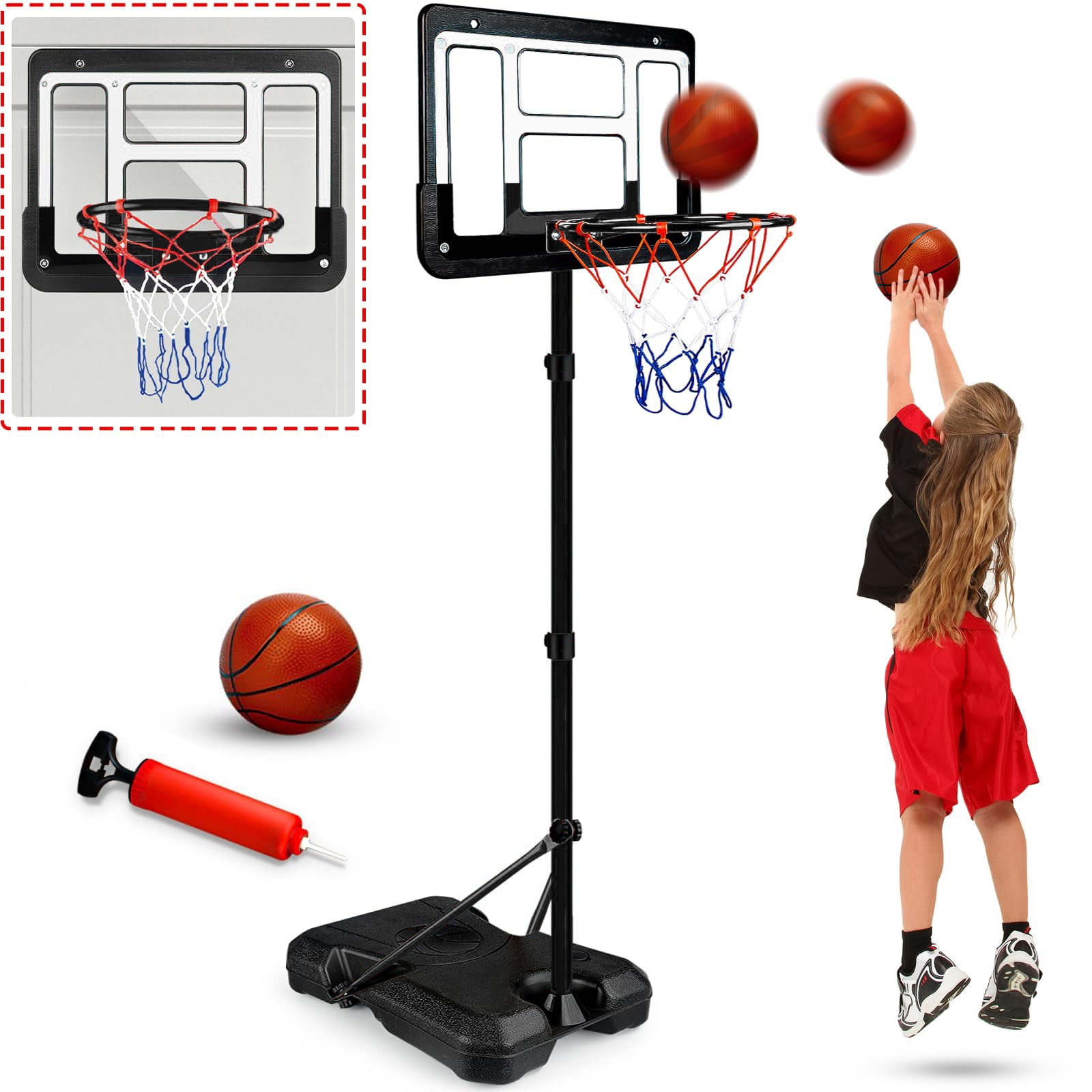 JBee Ctrl Kids Basketball Hoop with Stand Adjustable Height 3.5 ft6.2