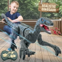 JBee Ctrl Remote Control Dinosaur Toys for Kids Boys Girls Walking Robot RC T-Rex with Lights and Sounds Dinosaur Toy Gifts for Boys Age 3-5, 5-7, 8-12 Years Old - Blue