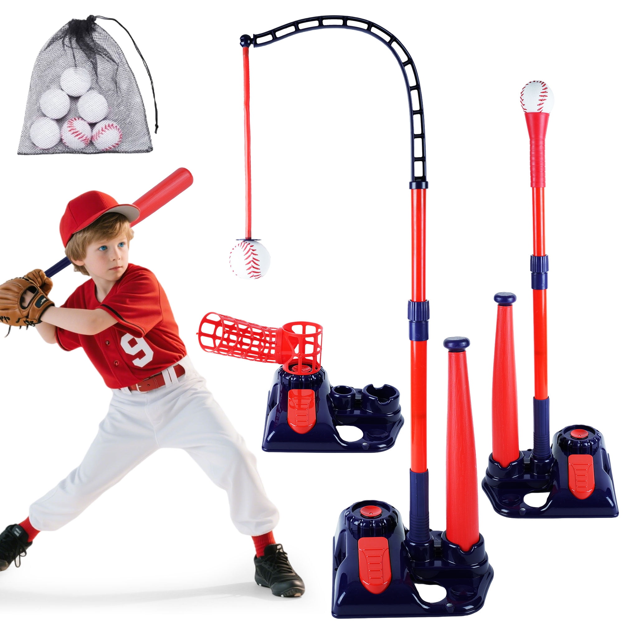 JBeeCtrl 3-in-1 T-Ball Set for Kids 3-5 Baseball Toys for Boys 3-6 Years  Tee Ball Set Sports \u0026 Outdoor Toys Gifts for Toddlers Boys and Girls 3-5  5-8 years - Walmart.com, image size:2000x2000