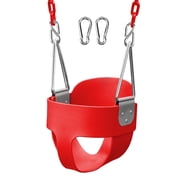 JBeeCtrl Baby Swing High Back Full Bucket Toddler Swing with Coated Chain, Carabiners for Easy Install, 1 Pack,Red