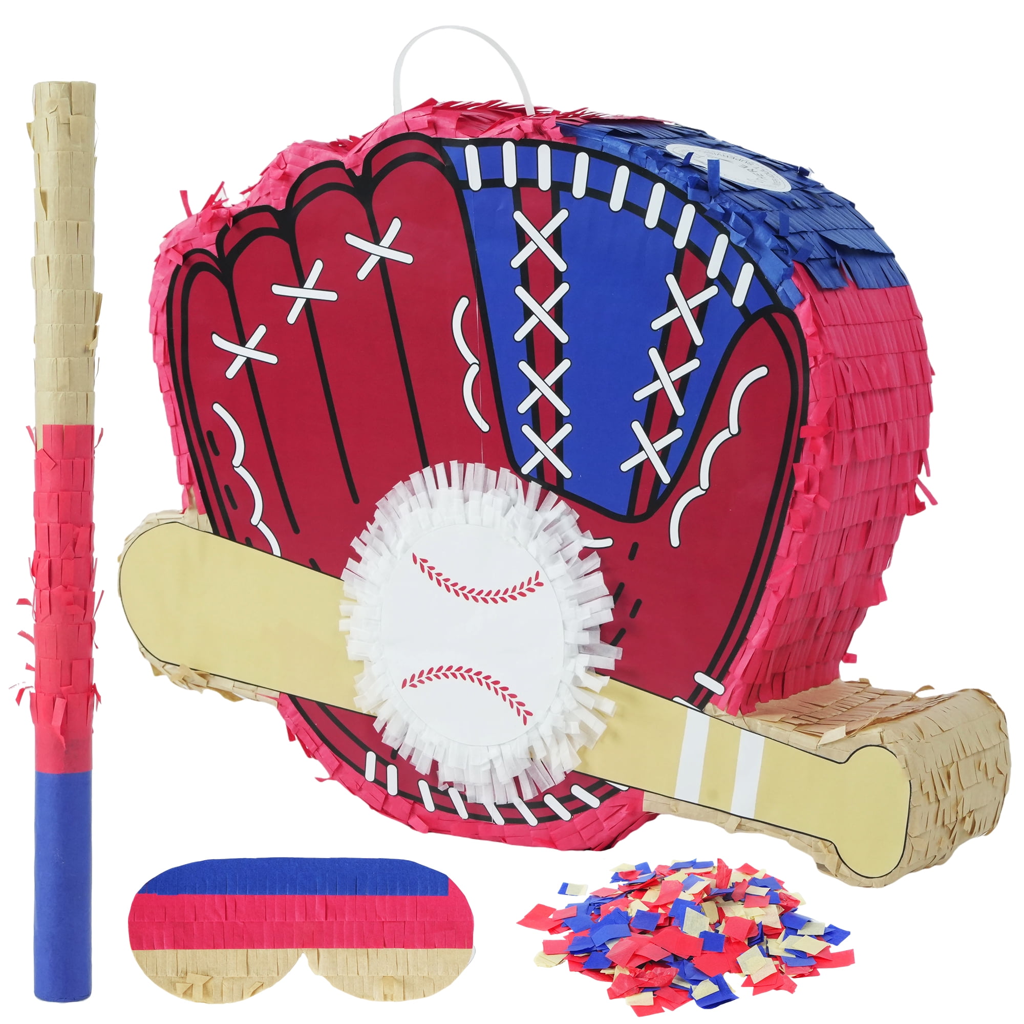 JBeeCtrl Baseball Pinata for Boys Bundle with a Blindfold and Bat Baseball Pinata for Birthday Party Supplies Decorations Baseball Sports Party Supplies(16.5"x12.2"x3.5")