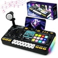 thumbnail image 1 of JBeeCtrl DJ Mixer for Kids with Microphone, Piano&BT Light up DJ Turntable with 12 Midi DJ Controller for Beginners Child Musical Instruments Toys for 5 6 7 8 Year Old Boys Birthday Gift-Black, 1 of 7