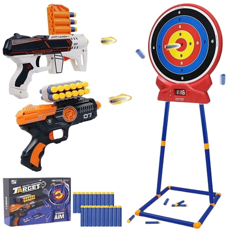 JBeeCtrl Digital Shooting Targets Set for Kids with 2 Foam Dart Blaster Outdoor Shooting Game Toys Christmas Birthday Gifts for 8-12 Year Old Boys,Red