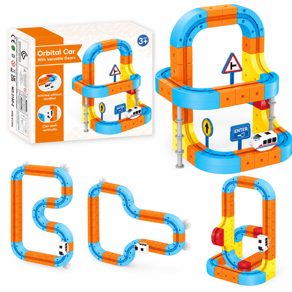 JBeeCtrl Electric Train Set for Kids 3 4 5 6 7 8 Years Old 80 Pcs Build and Roll Toy for Boys Girls Electric Train Track Building Set Christmas Birthday Gift Toy for Boys 3-8