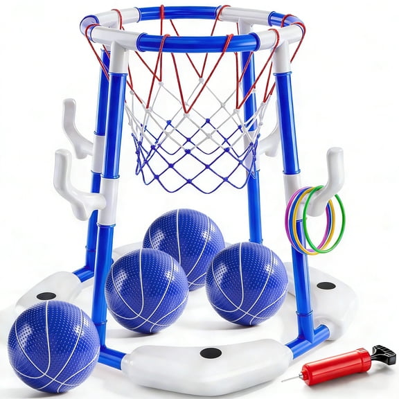 JBeeCtrl Pool Basketball Hoop Toys for Kids Ages 4-8 8-12 & Adult Floating Basketball Hoop Summer Outdoor Swimming Pool Games Water Play Toys Family Party for Kids(Blue)