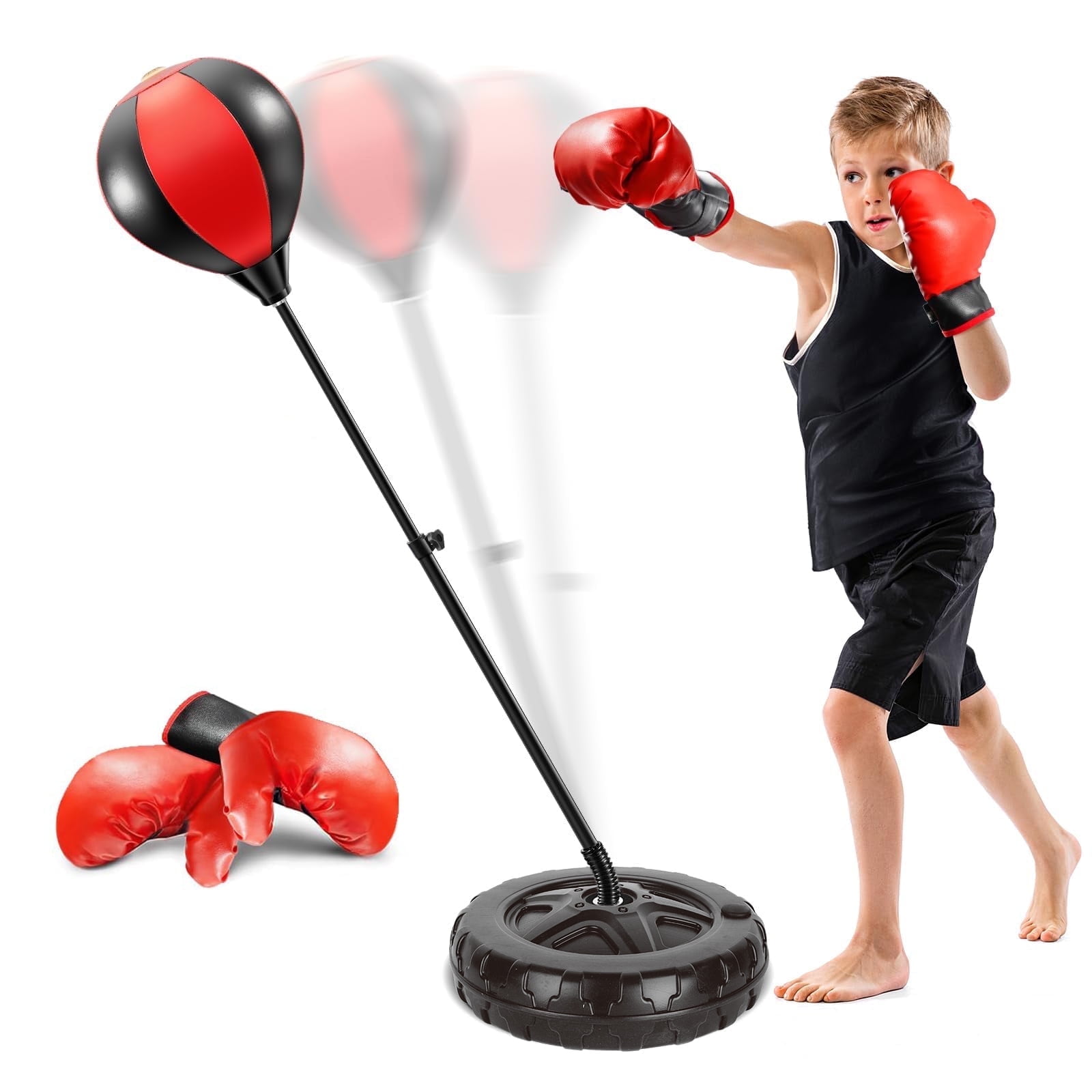 JBeeCtrl Punching Bag for Kids with Adjustable Stand Boxing Bag with Boxing Gloves Punching Bag Boxing Toy Set Sport Game Toys for Boys and Girls Ages 3-10 Years Old