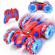 JBeeCtrl Remote Control Car for Boys 3 4 5 6 7 8 Year Old 360° Rotating Double Sided RC Stunt Cars with Cool Headlights,Rechargeable 4WD off Road Drift Toys for