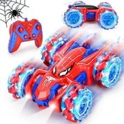 JBeeCtrl Remote Control Car for Boys 3 4 5 6 7 8 Year Old 360Â° Rotating Double Sided RC Stunt Cars with Cool Headlights,Rechargeable 4WD Off Road Drift Toys for Kids Chritmas Birthday Gift