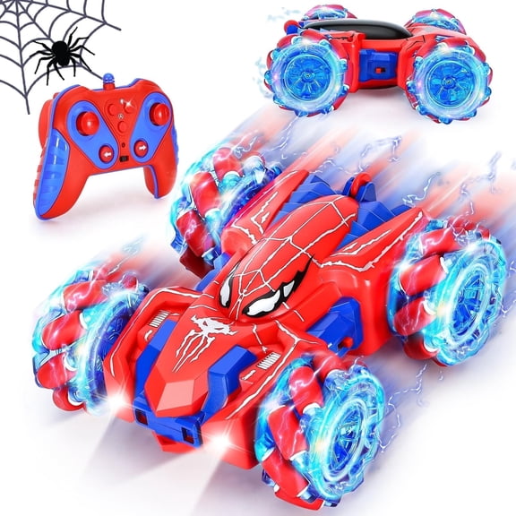 JBeeCtrl Remote Control Car for Boys 3 4 5 6 7 8 Year Old 360° Rotating Double Sided RC Stunt Cars with Cool Headlights,Rechargeable 4WD off Road Drift Toys for Kids Christmas Birthday Gift