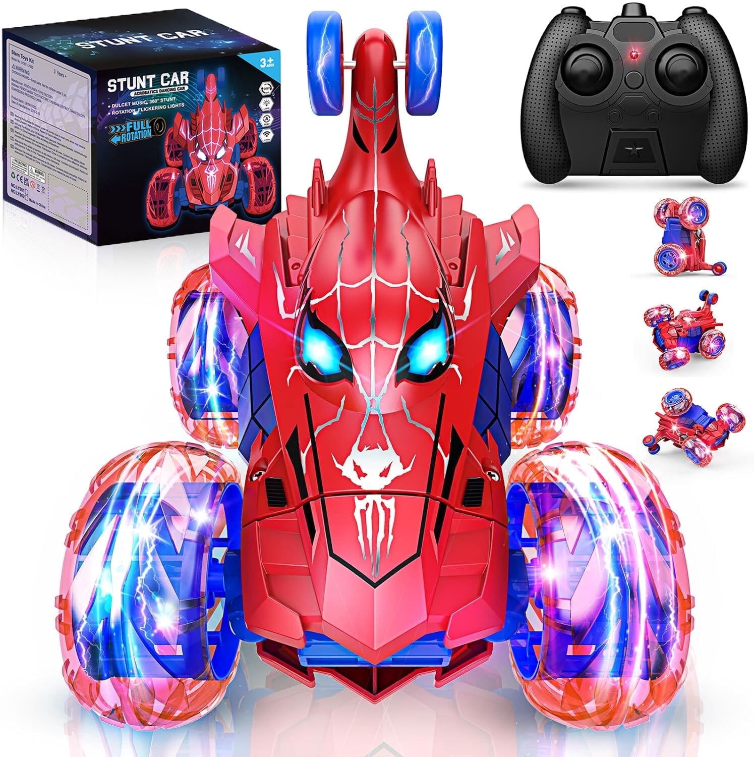 JBeeCtrl Remote Control Car RC Cars Toys for Boys Cool Rechargeable Stunt RC Car with 360 Flips 4WD Wheel Lights Fun Outdoor Toys Gifts for Kids Birthday Christmas 3 4 5 6 7 8 9 10 Year Old