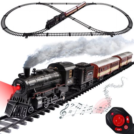JBeeCtrl Train Set for Kids with Remote Control Christmas Train Set Around Christmas Tree Steam Locomotive Engine Train Toy Christmas Birthday Gift for 4 5 6 7 8+ Years Old Boys Girls