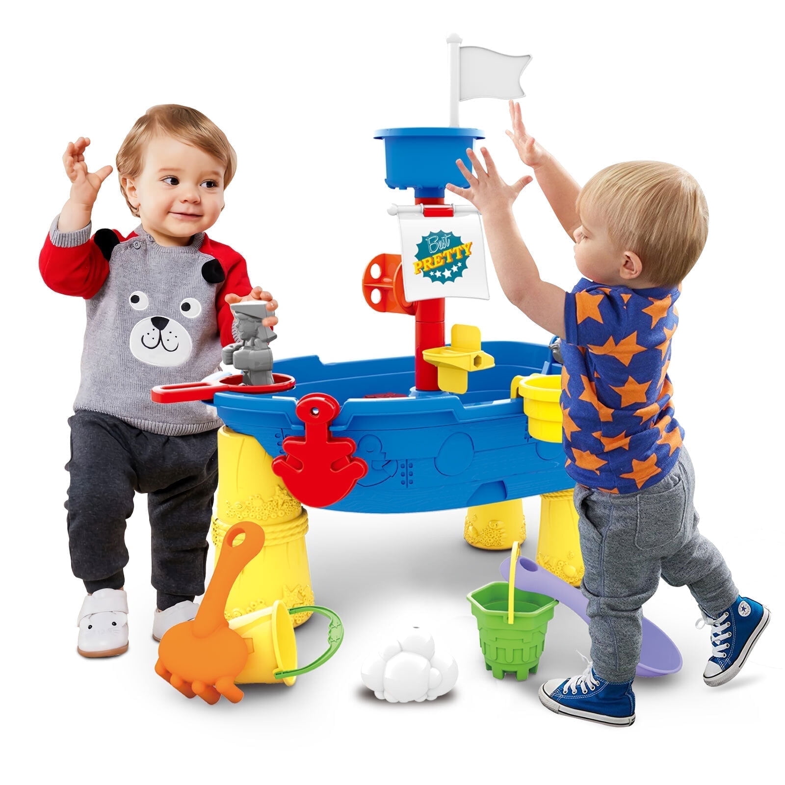 JBee Ctrl Water and Sand Table for Kids 1-3, Outdoor Sensory Beach Toys ...