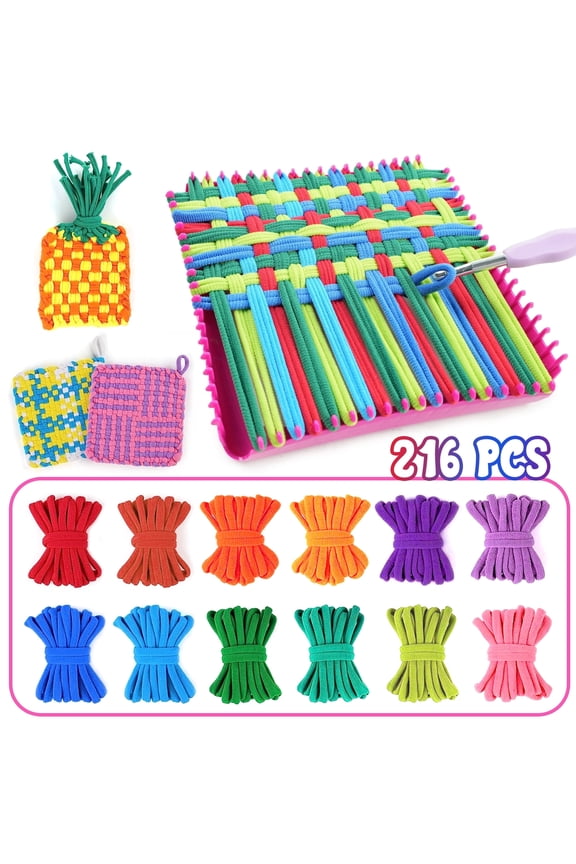 Weaving Loom Kit for Kids 216 Pcs DIY Pot Holder Loom Knitting Kits Arts and Crafts for Girls 8-12 Birthday Gifts Girls Toys Ages 5 6 7 8-12