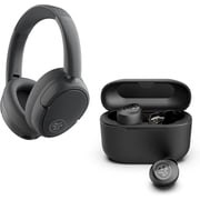 JBuds Lux ANC Wireless Headphones & GO Pop+ Earbuds Audio Bundle Black