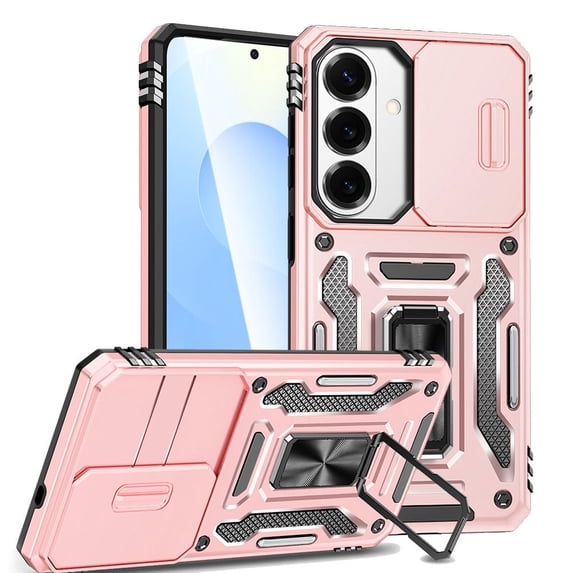 JBuwsdan Case for Samsung Galaxy S26+ Plus,Rotated Ring Kickstand Military Grade Shockproof Full Body Protective Cover for Samsung Galaxy S26 Plus 6.7 Inch - Rose Gold
