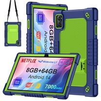 JBuwsdan Case for TabneraX 10.1 Inch Tablet,Shockproof Kids Friendly Protective Cover Built-in Kickstand with Shoulder Strap Case for TabneraX UTbook 10.1 Inch/AWOW UTBook_14 10.1" Tablet(Navy/Green)