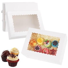 JC 12 Sets 14x10x4in White Bakery Boxes Half Sheet Cake Boxes with Window, Large Treat Boxes for Pastry Baking Cake Donuts Cupcake Pie Packaging