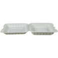 thumbnail image 1 of JC 120 Sets of White Take Out Containers with Lids - 7" x 7" Mineral-Filled Clamshell Plastic Containers - Microwaveable Food Boxes for Meal Prep, Food Storage & Takeout, 1 of 6