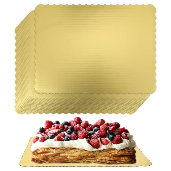 Anscher 15 Pack 19 x 14 Inch Greaseproof Rectangle Cake Boards, Premium Corrugated Single Wall Cake Base Board Half Sheet Cake Board for Sheet Cake, Dessert Base, Cupcake and Cake Pizza(Gold)