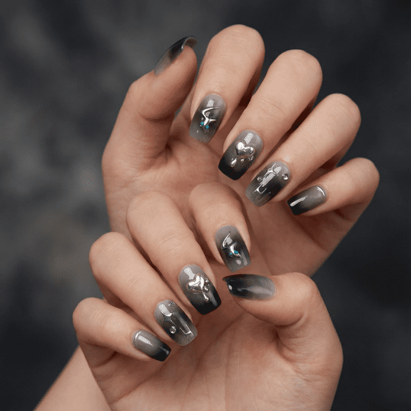 JC Artificial Nail Kit, Regular Coffin Nails, Plastic, Easy Application, 10 Pieces