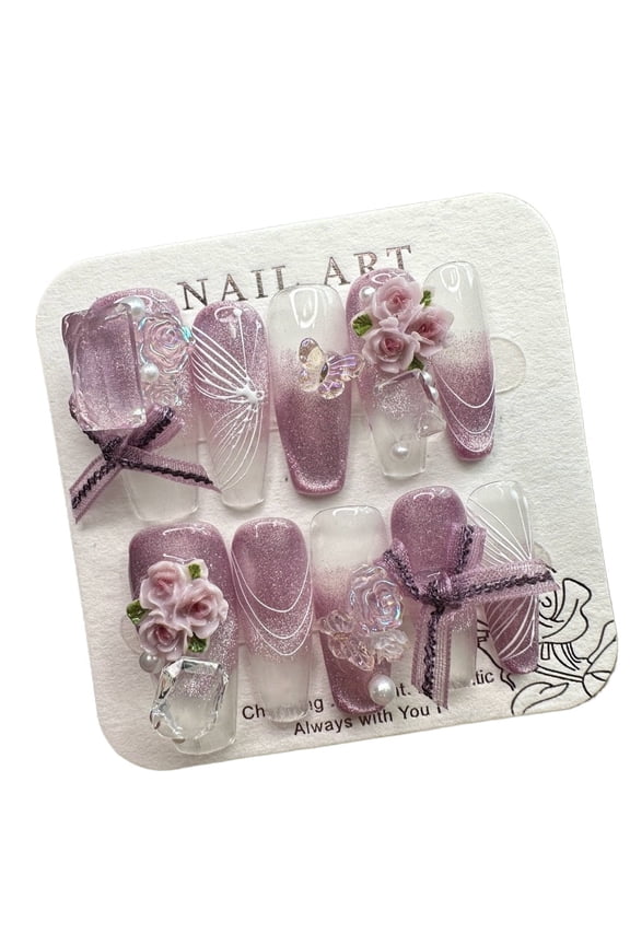 Artificial Nail Kit, Regular Length Coffin Nails, Easy to Apply, 33 Pieces