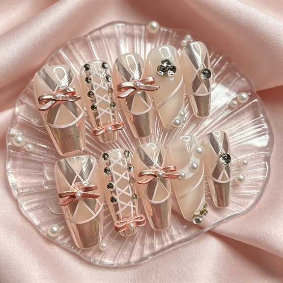 JC Coffin Shaped Artificial Nails, Regular Size, Easy to Apply, 10 Pieces