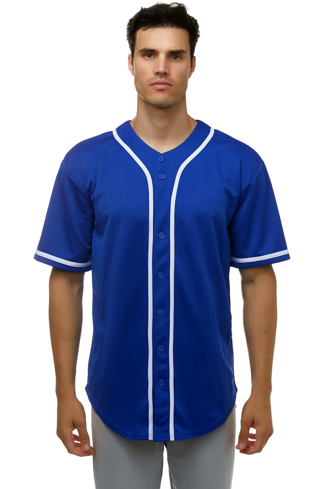 JC DISTRO Men's Baseball Button Down Team Jersey Hipster Hip Hop