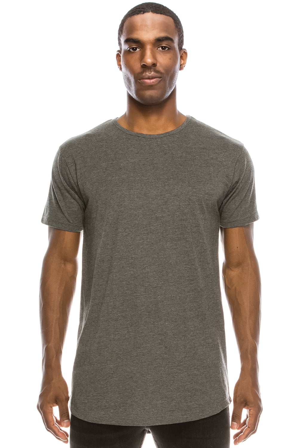【KOOLOSET】Pigment Stripe Collar Short Sleeve Tee JC DISTRO Men's Hipster Cotton Elong Drop-Cut Scallop-Tail