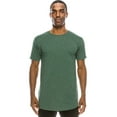 thumbnail image 1 of JC DISTRO Men's Hipster Cotton Elong Drop-Cut Scallop-Tail Short Sleeve Crewneck T-Shirts (upto 3XL) GREENHEATHER XLarge, 1 of 4