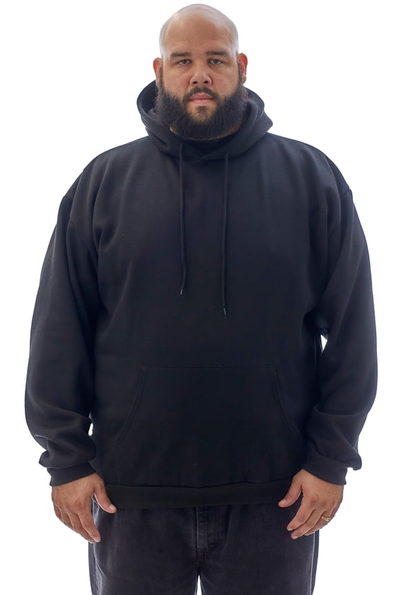 USA-made Men's Big Size Casual Longsleeve Pullover Hoodie Black BIG7XL