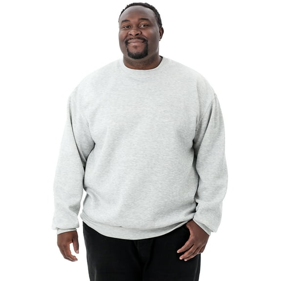 JC DISTRO USA-made Men's Big Size Mid-Weight Fleece Crewneck Sweatshirt Hgrey Big3XL