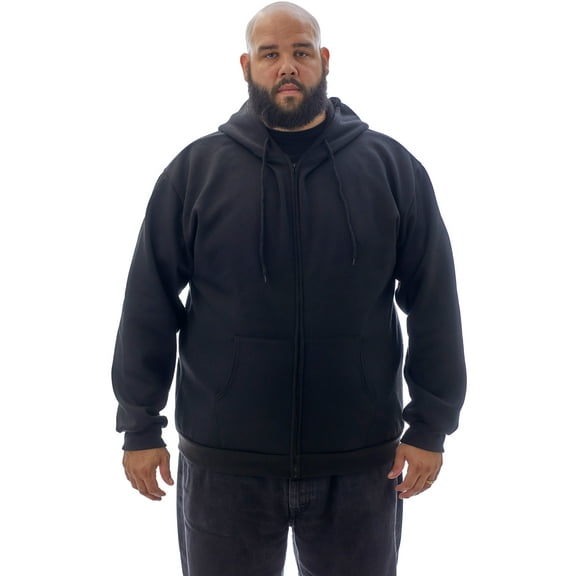 JC DISTRO USA-made Men's Big & Tall Casual Longsleeve Zip-Up Hoodie Black BIG6XL