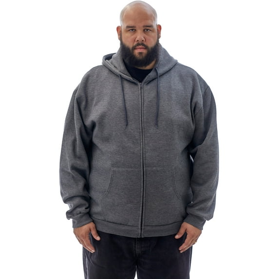 JC DISTRO USA-made Men's Big & Tall Casual Longsleeve Zip-Up Hoodie Charcoal BIG7XL