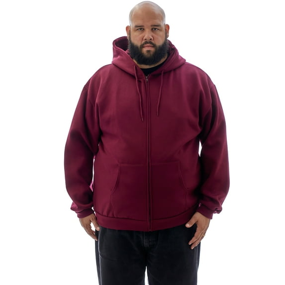 JC DISTRO USA-made Men's Big & Tall Fashion Longsleeve Zip-Up Hoodie Burgundy BIG5XL