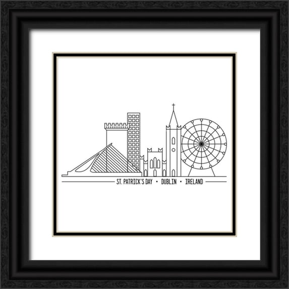 JC Designs 12x12 Black Ornate Wood Framed with Double Matting Museum Art Print Titled - In Black And White Travel X-Ireland