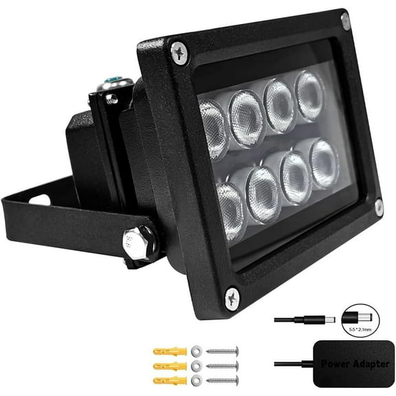JC IR Illuminator 8-Led Infrared Light Wide Angle with Power Adapter for Security Camera System and VRS