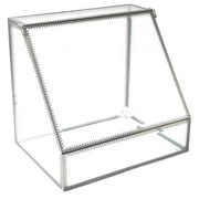 JC MAN Makeup Organizer Glass Large 4 Tier Brass Metal Cosmetic Storage Cube for Makeup, Brushes, Perfumes, Skincare Trapezoid