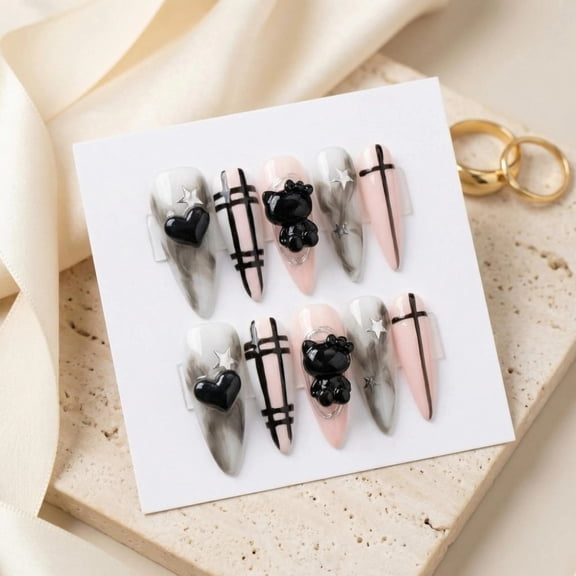 JC P28 Pure Handmade Press on nails, JC Press On Nails Kit , Short Length Nail Press Ons, Durable, Easy Application, Stylish Impress Press On Nails,Perfect for Daily Wear & Special Occasions