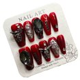 thumbnail image 1 of JC Press On Nails Kit, Durable, Easy Application, Short Length Nail Press Ons, Handmade, Stylish Impress, Red (S10 M), 1 of 6